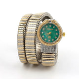 Elegant Snake Design Luxury Ladies Stainless Steel Band Zircon Diamonds Quartz, Rose Gold Silver Plated Wristwatches