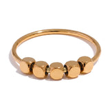 18K Gold Plated Stainless Steel Square Beads Fashion Women Ring - Charm Jewellery