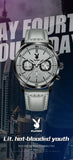 PLAYBOY Top Brand Fashion Watch for Men Leather Strap  High Quality Casual Waterproof Luxury Quartz Men's Watches