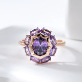 14 Karat Gold Filled Unusual Sparkling Oval Purple AAA Zircon Crystal Rings for Women