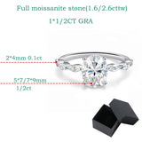 Super 1CT 2CT Oval Cut VVS1 D Colour Moissanite Diamond Wedding 18KGP Silver Ring