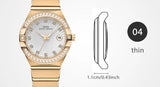 Elegant Luxury Designer Cz Diamonds Gold Fashion New Quartz Wrist Waterproof Ladies Wristwatch