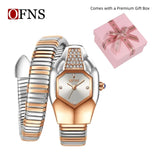 Snake Shape Design Exquisite Fashion Casual Waterproof Copper Band Wristwatch