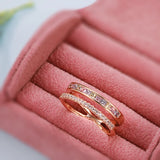 Captivating Rolled 14K Rose Gold AAA Zircon Diamonds Stackable Band Ring - Fashion High Quality Daily Jewellery