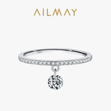 Delicate Dangling Round AAAA Lab Created Diamond 925 Silver Unique Design Ring