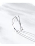 Fashion Geometric Cross Line 925 Sterling Silver AAAA Lab Created Diamonds Ring