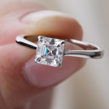 Amazing 1/2/3/5CT Asscher Cut VVS1 D Colour Moissanite Diamond Silver Solitaire Ring