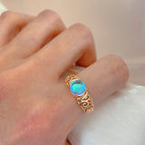 14K Gold Filled Luxury Fashion Texture Gradient Moonstone Crystal Unusual Rings