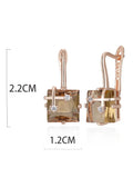 14 Karat Gold Filled Square Brown AAA  Drop Zircon Crystals Earrings Unique Jewellery