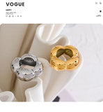 18K Gold Plated Stainless Steel Flower Hollow Big Fashion Statement Ring