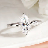 Amazing 1CT 2CT 3CT Marquise Cut VVS1 D Colour Moissanite Diamond Silver Wedding Ring