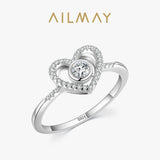 Top Quality Silver Sparkling AAAA Lab Created Diamond Elegant Heart Ring