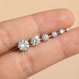 Sterling Silver Six Claws Sparkling Moissanite Diamonds Flat Back Stud Earrings