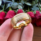 Grooved Stepped Finish 4 Colors 8mm Men Women Tungsten Satin Wedding Rings