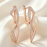 14 Karat Filled Gold Unique Romantic Shiny AAA Zircon Diamonds Glossy Drop Earrings