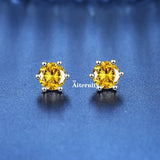 VVS1 Sterling Silver White Pink Yellow Red Orange Moissanite Diamonds Stud Earrings