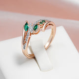 14K Rolled Gold Silver Green Drop AAA Zircon Crystals Luxury Trendy Rings