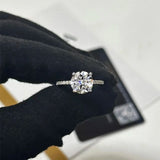 GRA Certified 1-3ct Moissanite Diamond D Colour Four Prong Ring, Real 925 Sterling Silver Fine Jewelry for Women