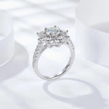 VVS1 1/2CT Moissanite Diamond Wedding Sunflower Rings - Promise Engagement Sterling Silver GRA Certified Jewellery