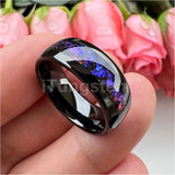 Orion Nebula Galaxy Opal Inlay 8mm Silver/Black Tungsten Rings for Men Women