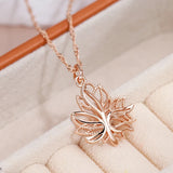 14K Rolled Gold Smooth Elegant Choker Maple Leaf Pendant Fashion Women Pendant Necklace