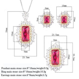 Vintage 8*16mm Ruby Lab Diamond Necklace Pendant Ring Earrings Luxury Wedding Party Fine Jewelry Sets for Women Anniversary Gift - The Jewellery Supermarket