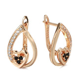 New Luxury Heart 14K Filled Rose Gold Creative Micro-wax Inlay AAA Zircon Crystals Drop Earrings - Fine Jewellery