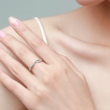 Romantic V Shape High Quality AAAA Lab Created Diamond Silver Sparkling Rings