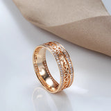 Luxury Rolled 14K Rose Gold Bride Wedding Rings For Women with AAA Zircon Diamonds - Ethnic Fine Jewellery