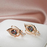 Elegant Rolled 14K Rose Gold Vintage Style Drop Earrings with Gradient AAA Zircon Diamonds Fashion Fine Jewellery