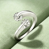 Two-stone Sweet Intertwined 925 Silver 6.5mm Moissanite Open Engagement Ring