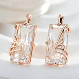 14 Karat Gold Filled Shiny White AAA Zircon Crystals Women's Long Drop Unique Earrings