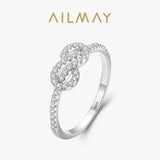Top Quality Sterling Silver Fashion Shiny Clear AAAA Lab Created Diamond Geometric Ring