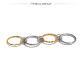 18K Gold Plated Distinctive Stainless Steel Metal Four Finger Stacking Trendy Unusual Ring