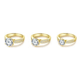 Classic GRA Certified 2CT 3CT Moissanite S925 Silver White Gold Plated Wedding Ring