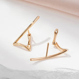 14 Karat Rolled Gold Triangle Simple Design Drop Daily Earrings For Women