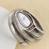 Awesome High-quality Luxury Snake Watch with Stainless Steel Bracelet Fashion Gold Ladies Waterproof Watches