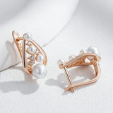 14 Karat Rolled Gold New Unique Pearls AAA Zircon Diamonds Daily Fine Earrings for Women