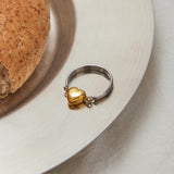 Two Colour 18K Gold Plated Creative Reversible Heart Design Stainless Steel Ring