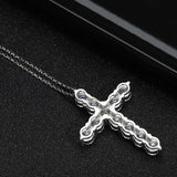 Lovely Full Moissanite Diamonds 18K Gold Plated Cross Pendant Necklace - Silver Chain Fine Necklace Jewellery - The Jewellery Supermarket