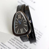 Luxury Roman Numerals Dial Classic Leather Snake Design Bangle Ladies&nbsp; Quartz Watch - Ideal Gifts