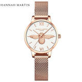 Elegant Luxury 3D Engraved Bee Dial Ladies Watch Rose Gold Plated 31mm Classic Casual Dress Watch with Bracelet Set