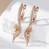 14 Karat Rolled Gold Shiny Cat Design AAA  Zircon Diamonds Long Drop Earrings For Women