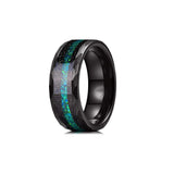New Arrival Galaxy Multi-Faceted Edge Blue Opal Inlay Tungsten Carbide Ring Mens Women Wedding Rings - The Jewellery Supermarket