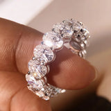 Marvelous 5*7mm Oval Cut VVS1 D Colour Moissanite S925 Silver Eternity Ring