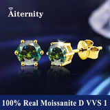 S925 Silver Platinum And Gold Plating Moissanite Stud Earrings Women Fine Jewellery