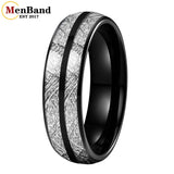 Double Groove White Meteorite Inlay 6MM 8MM Tungsten Wedding Ring Men And Women