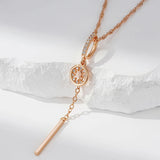 14K Rolled Gold Tassel AAA Zircon Diamonds Hollow Water Wave Chain Pendant Necklace