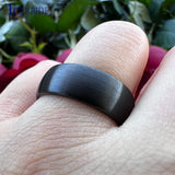Classic Domed Brushed Finish 6MM 8MM Black Silver Tungsten Men Women Wedding Rings