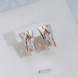 14K Gold Filled AAA Zircon Diamonds Rose White Gold Colour Design A&W Letter Earrings